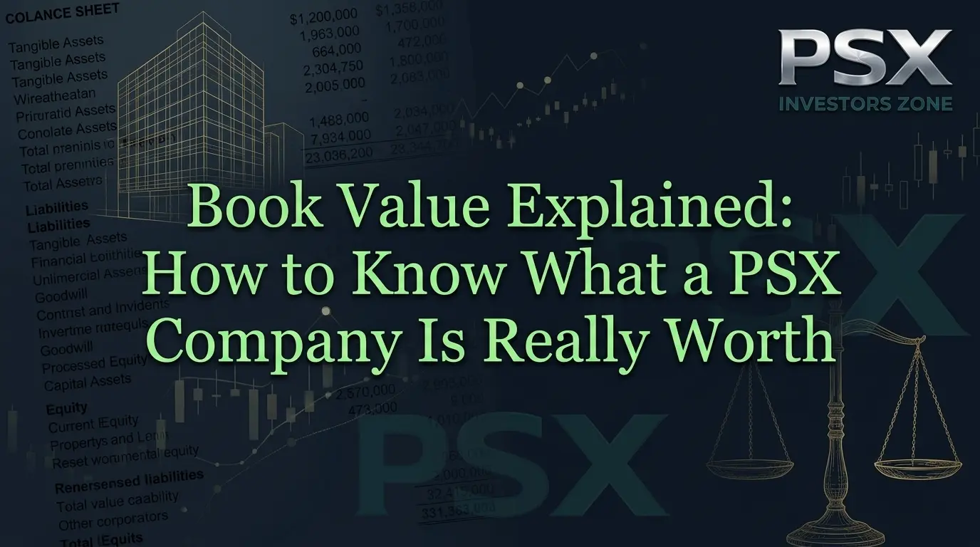 Book value analysis showing company assets, liabilities, shareholders equity and PSX stock valuation