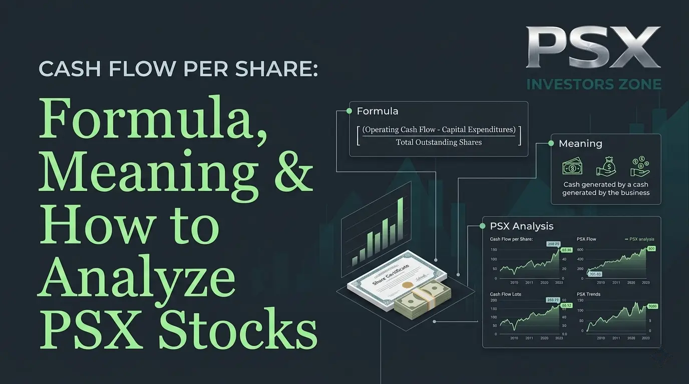 Cash Flow Per Share analysis showing operating cash flow, shares outstanding, financial charts and PSX stock valuation.